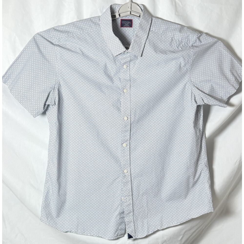 UNTUCKit Mens XXL Slim Fit Short Sleeve Button Shirt Fish Print 100% Cotton
